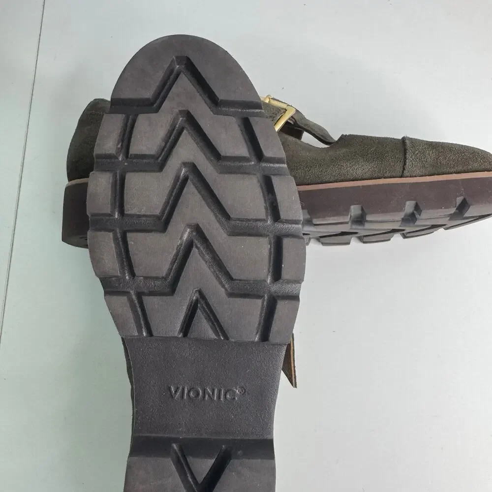 Vionic Carmen Mary Jane Shoes Women 9 Green Suede Comfort Lug Sole Casual